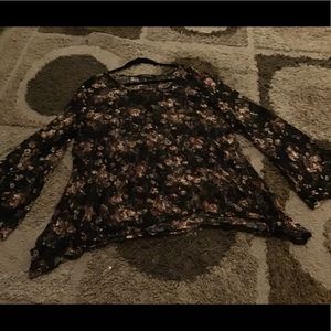 Floral Long Sleeve Shirt With Bell Bottom Sleeves